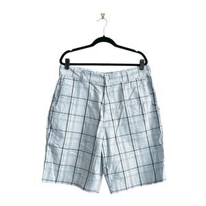 Billabong Mens Shorts Casual Plaid Zipper Front Light Blue Size 36